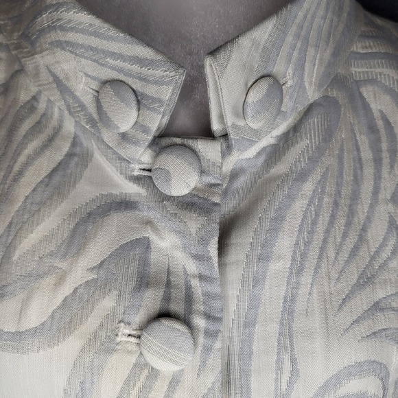 Anthropologie Tabitha Jacquard Cropped Jacket Ivory and Silver Size 4 - Picture 4 of 9